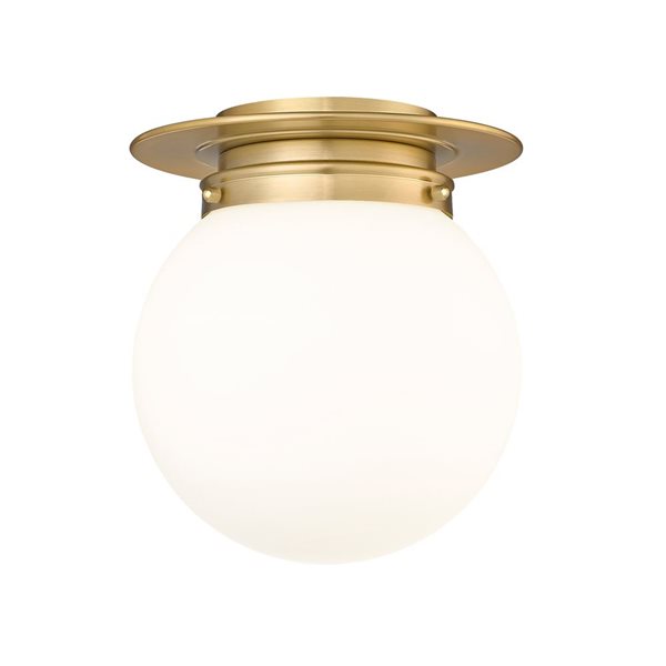 Z-Lite Calhoun 1-Light White Globe Gold Flush Mount