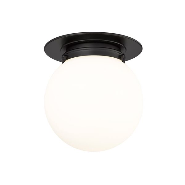 Z-Lite Calhoun 1-Light White Globe Matte Black Flush Mount