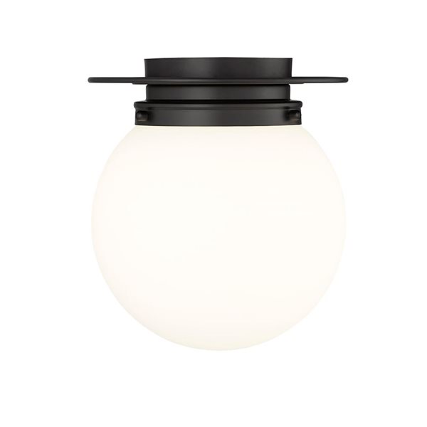 Z-Lite Calhoun 1-Light White Globe Matte Black Flush Mount