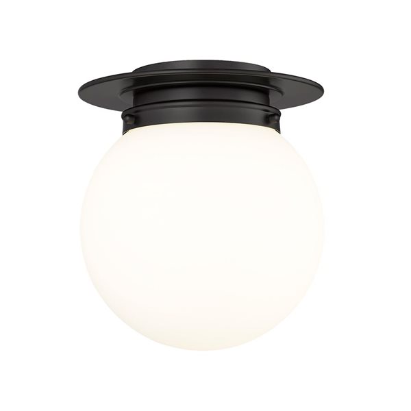 Z-Lite Calhoun 1-Light White Globe Matte Black Flush Mount