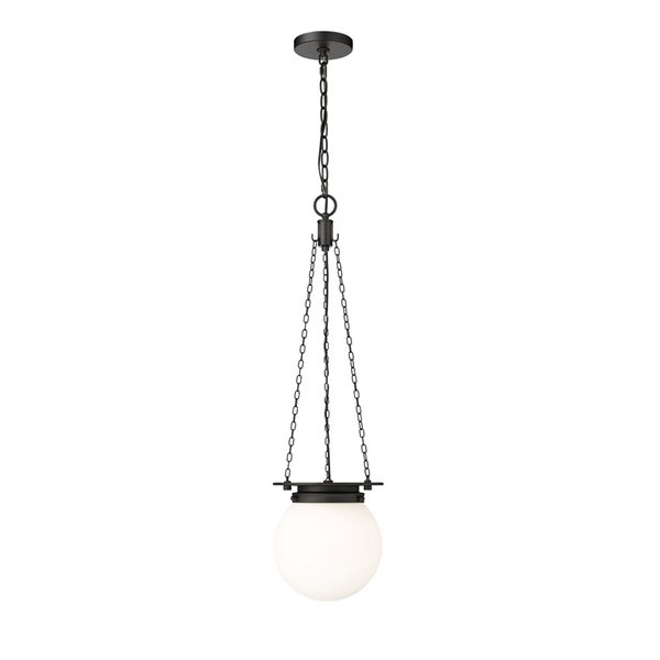 Z-Lite Calhoun 1-Light White Globe Black Chains Pendant