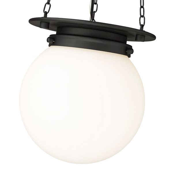 Z-Lite Calhoun 1-Light White Globe Black Chains Pendant