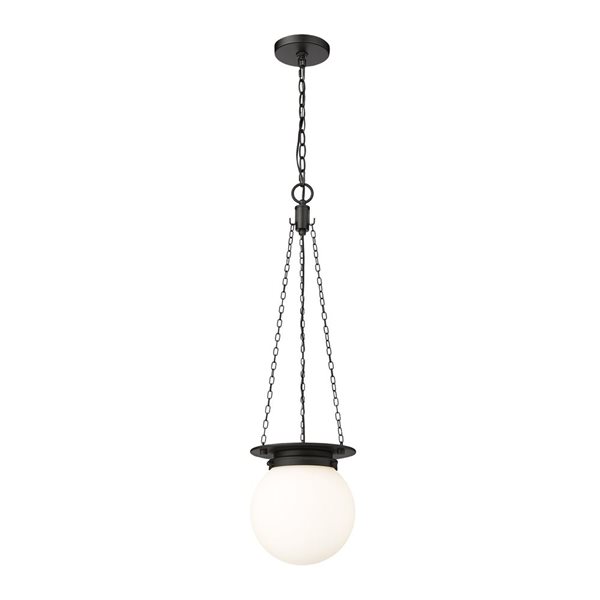 Z-Lite Calhoun 1-Light White Globe Black Chains Pendant