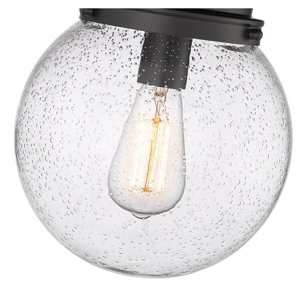 Z-Lite Calhoun 1-Light Seedy Glass Globe Black Flush Mount