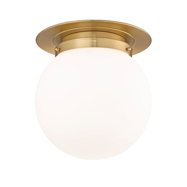 Z-Lite Calhoun 1-Light White Globe Gold Flush Mount