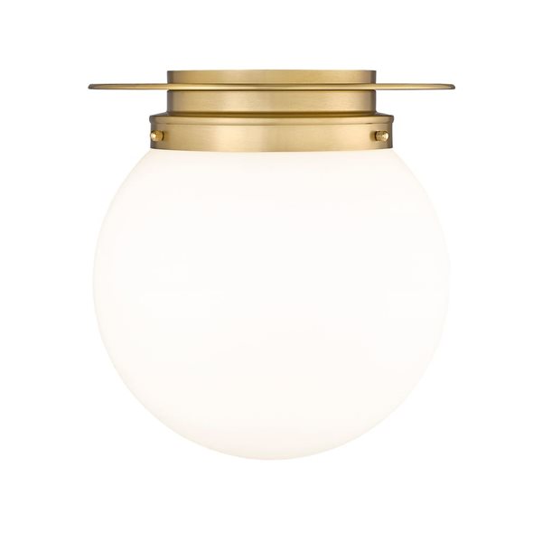 Z-Lite Calhoun 1-Light White Globe Gold Flush Mount