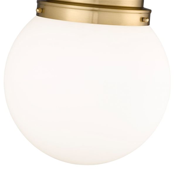 Z-Lite Calhoun 1-Light White Globe Gold Flush Mount