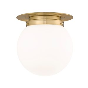 Z-Lite Calhoun 1-Light White Globe Gold Flush Mount