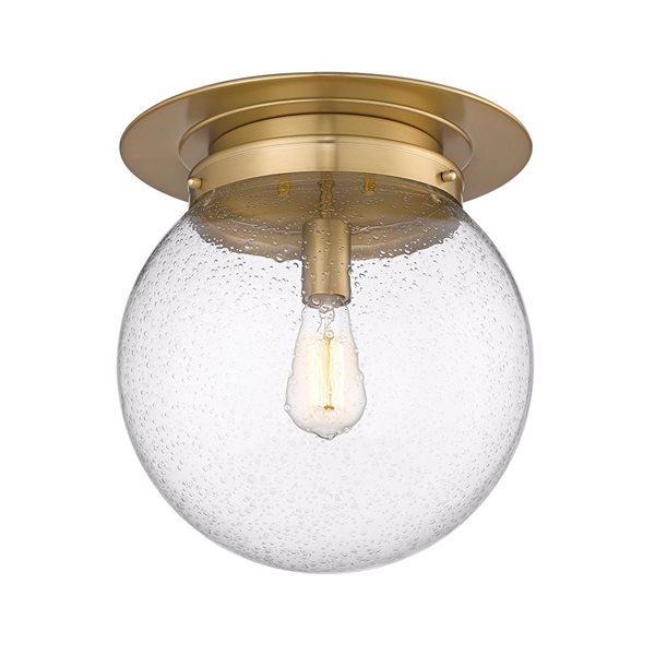 Z-Lite Calhoun 1-Light Seedy Glass Gold Flush Mount