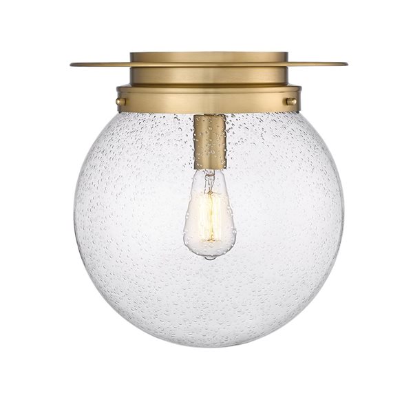 Z-Lite Calhoun 1-Light Seedy Glass Gold Flush Mount