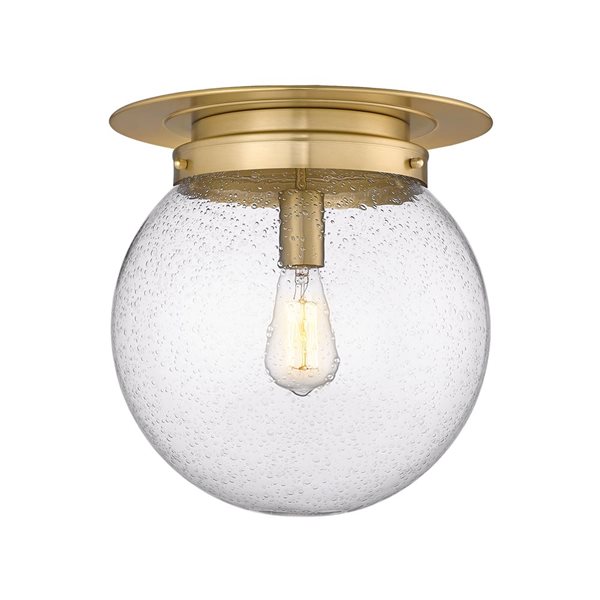 Z-Lite Calhoun 1-Light Seedy Glass Gold Flush Mount