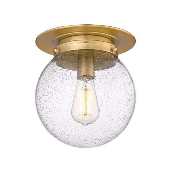 Z-Lite Calhoun 1-Light Seedy Glass Globe Golden Flush Mount