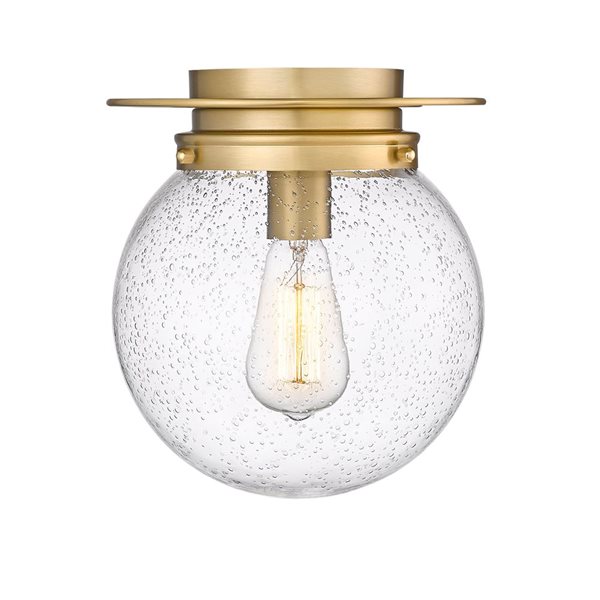 Z-Lite Calhoun 1-Light Seedy Glass Globe Golden Flush Mount