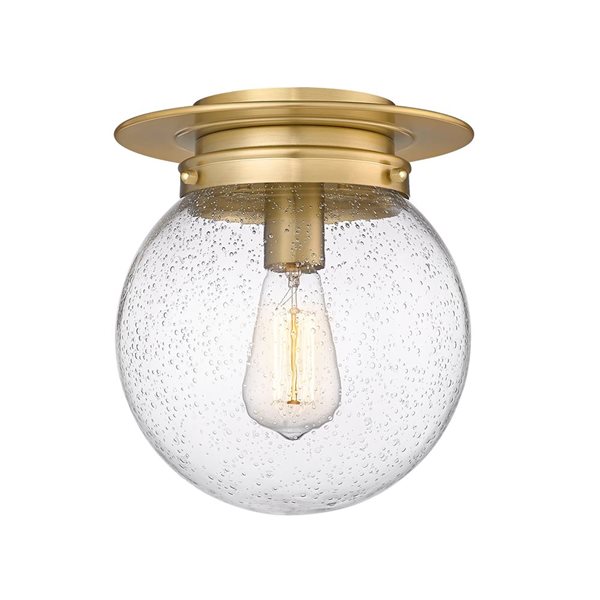 Z-Lite Calhoun 1-Light Seedy Glass Globe Golden Flush Mount