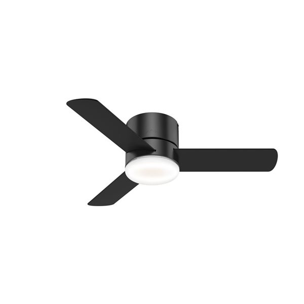 Ventilateur de plafond encastré à profil bas Minimus de Hunter Fan 3 pales 44 po noyer avec lumière à DEL