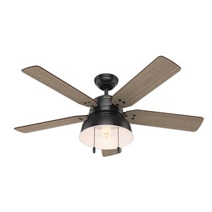 Hunter Fan Mill Valley 52-in 5-Blade Walnut Outdoor Downrod Mount Ceiling Fan with Light