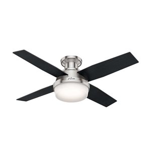 Hunter Fan Dempsey 44-in 4-Blade Black Low Profile Flush Mount Ceiling Fan with Light