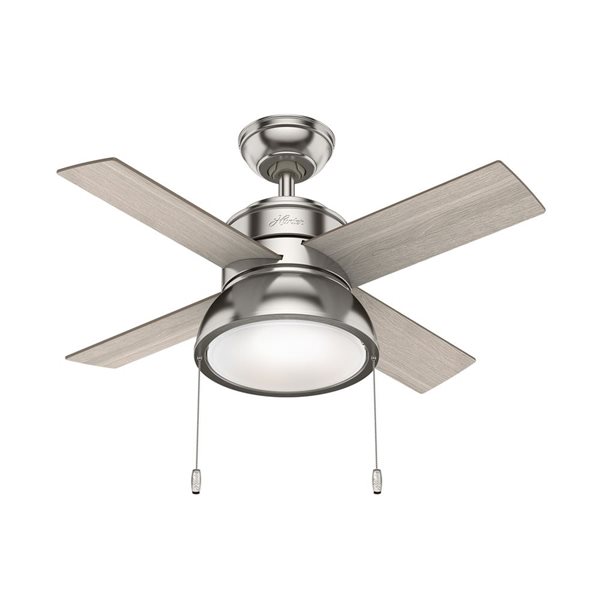 Hunter Fan Loki 36-in 4-Blade Light Grey Oak Downrod Mount Ceiling Fan with Light