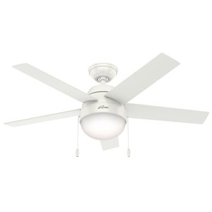 Hunter Fan Anslee 46-in 5-Blade Fresh White Downrod Mount Ceiling Fan with Light