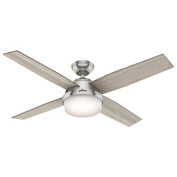 Hunter Fan Dempsey 52-in 4-Blade Light Grey Oak Downrod Mount Ceiling Fan with Light