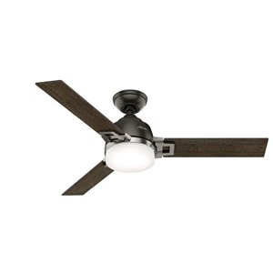 Hunter Fan Leoni 48-in 3-Blade Dark Walnut Downrod Mount Ceiling Fan with Light