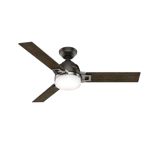 Ventilateur de plafond à montage sur tige Leoni de Hunter Fan 3 pales 48 po noyer foncé avec lumière