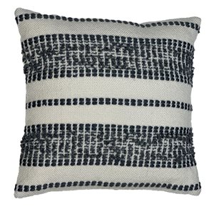 Corriveau Outdoor Furniture Mineral 1-Piece 18 x 18-in Blue Grey Indoor/Outdoor Striped Decorative Cushion