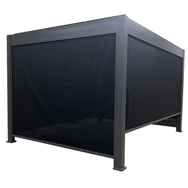 Panneau latéral rétractable 13 pi pour abri-soleil Glendale de Corriveau Outdoor Furniture en polyester plastifié noir