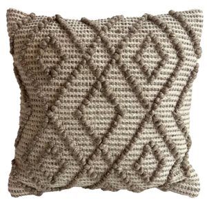 Corriveau Outdoor Furniture Terra 1-Piece 18 x 18-in Taupe Indoor/Outdoor Diamond Pattern Decorative Cushion