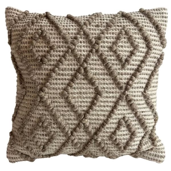 Coussin décoratif int./ext. Charm de Corriveau Outdoor Furniture 18 x 18 po taupe avec motifs de losanges, 1 unité