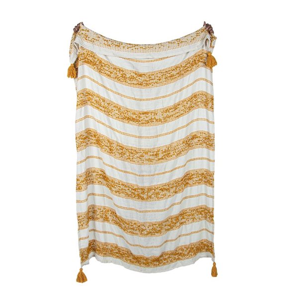 Corriveau Outdoor Furniture Mineral 50 x 60-in Striped Throw - Yellow