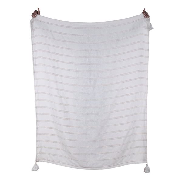 Corriveau Outdoor Furniture Natural 50 x 60-in Striped Throw - Cream