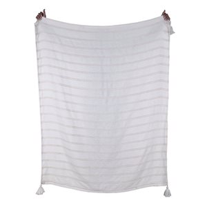 Corriveau Outdoor Furniture Natural 50 x 60-in Striped Throw - Cream