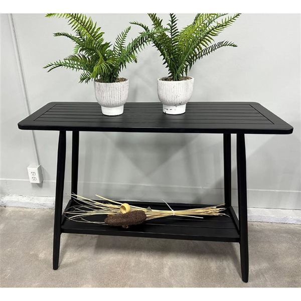 Table console en bois d'acacia Windsor de Corriveau Outdoor Furniture 15 x 39 po noir