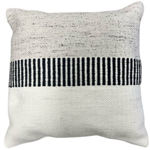 Corriveau Outdoor Furniture Graphite 1-Piece 18 x 18-in Black and Natural Indoor/Outdoor Striped Decorative Cushion