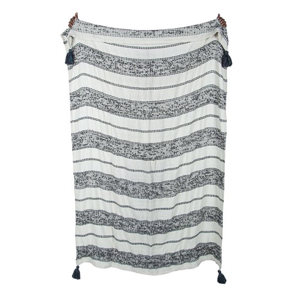 Corriveau Outdoor Furniture Mineral 50 x 60-in Striped Throw - Blue Grey