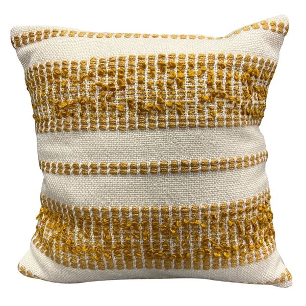 Corriveau Outdoor Furniture Mineral 1-Piece 18 x 18-in Yellow Indoor/Outdoor Striped Decorative Cushion