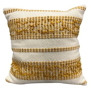 Corriveau Outdoor Furniture Mineral 1-Piece 18 x 18-in Yellow Indoor/Outdoor Striped Decorative Cushion