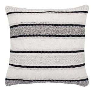 Corriveau Outdoor Furniture Element 1-Piece 18 x 18-in Black/Grey/Natural Indoor/Outdoor Striped Decorative Cushion