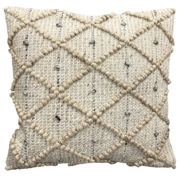 Corriveau Outdoor Furniture Charm 1-Piece 18 x 18-in Ecru Indoor/Outdoor Diamond Pattern Decorative Cushion