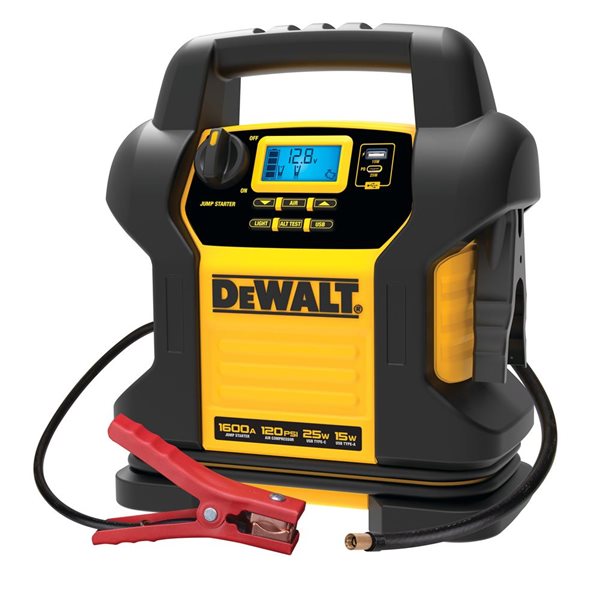 DeWalt DXAEJ14CA Booster Pack Jump Starter With Auto Stop Digital Air Compressor 1600 Peak Amp 12V