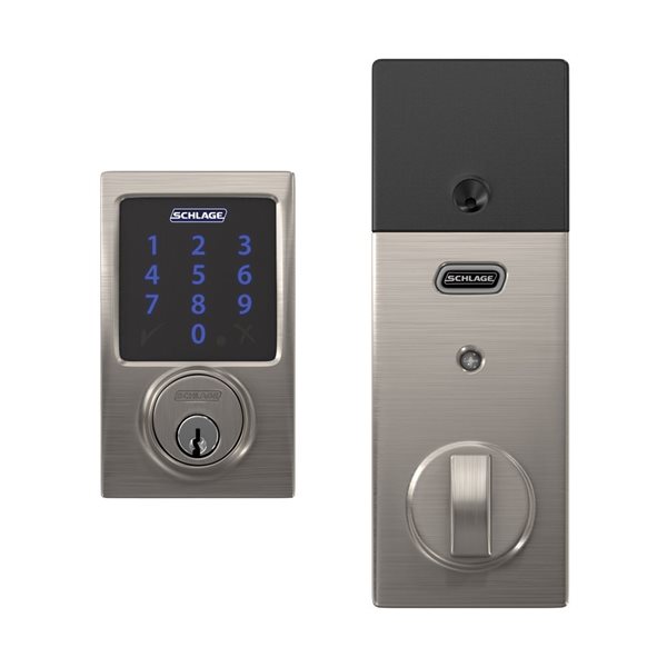 Schlage Connect Century Smart Lock Deadbolt with Enabled Z-Wave Wireless Alarm - Satin Nickel