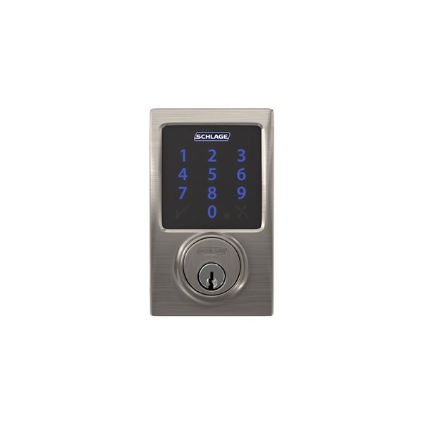 Schlage Connect Century Smart Lock Deadbolt with Enabled Z-Wave Wireless Alarm - Satin Nickel