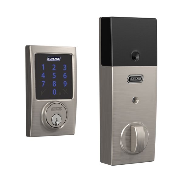 Schlage Connect Century Smart Lock Deadbolt with Enabled Z-Wave Wireless Alarm - Satin Nickel