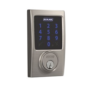 Schlage Connect Century Smart Lock Deadbolt with Enabled Z-Wave Wireless Alarm - Satin Nickel