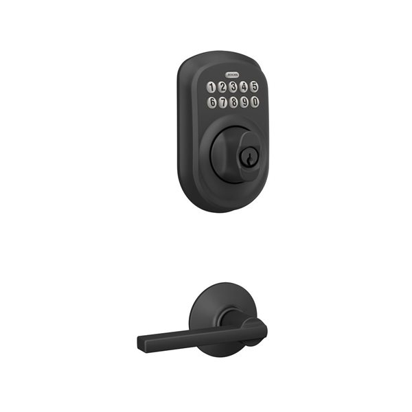 Schlage Plymouth Keypad with Latitude Lever Handle Combination - Matte Black