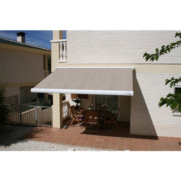 Multiple Awnings Brasilia Slim 10-ft White Wall Mounted Motorised Retractable Awning with Motor on the Right