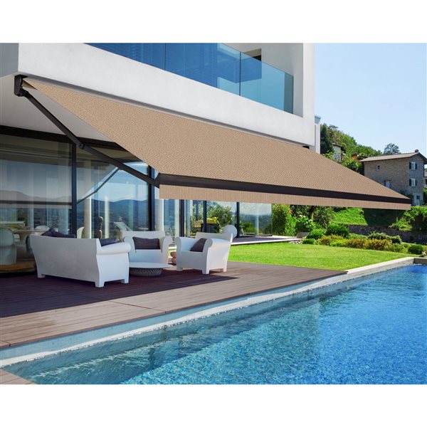 Multiple Awnings Brasilia Athena 10-ft Black Wall Mounted Motorised Retractable Awning with Motor on the Right