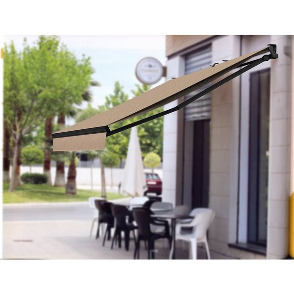 Multiple Awnings Brasilia Athena 10-ft Black Wall Mounted Motorised Retractable Awning with Motor on the Right