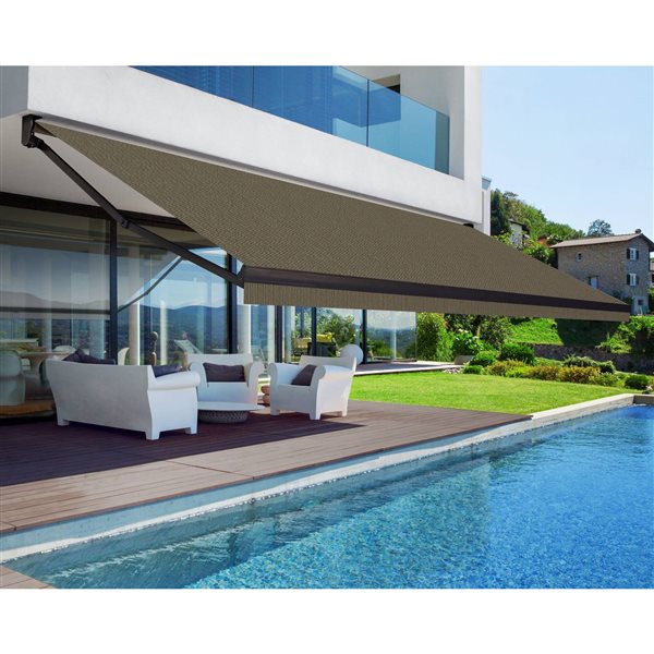 Multiple Awnings Brasilia Athena 12-ft Black Wall Mounted Motorised Retractable Awning with Motor on the Right